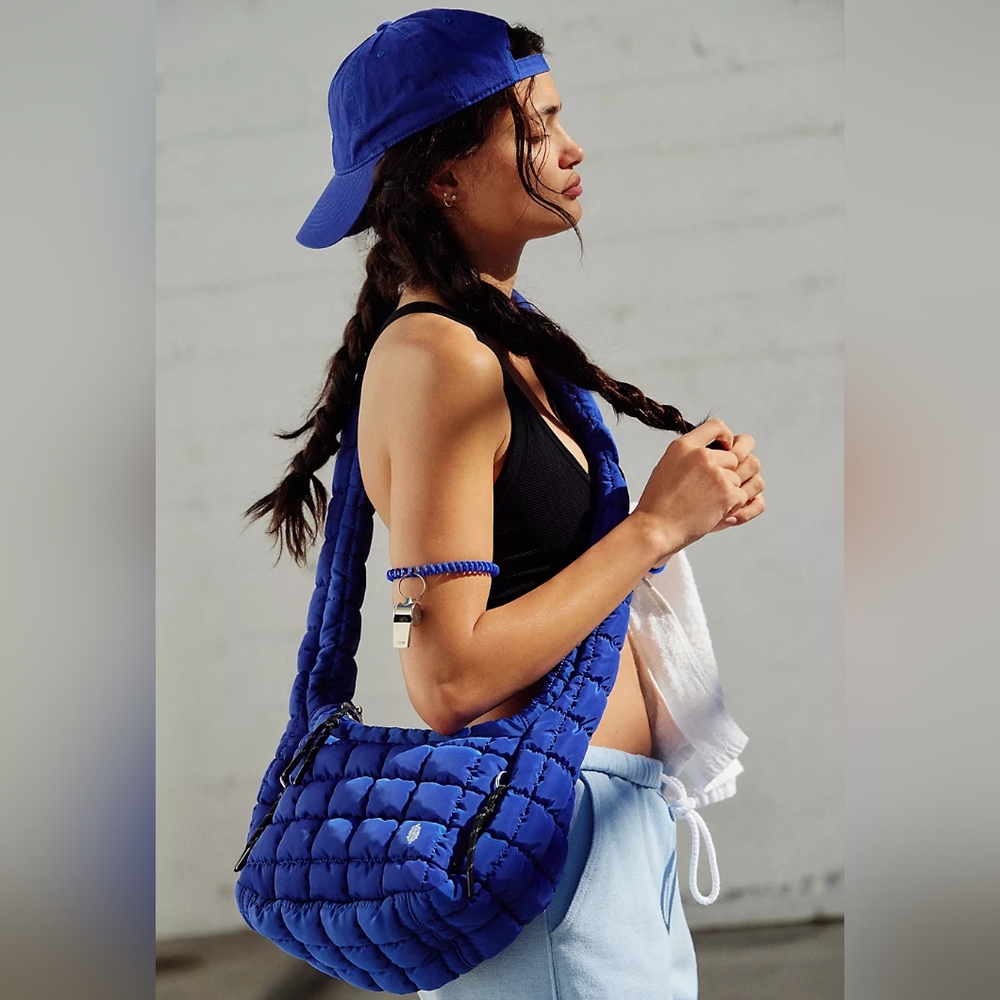 FP Movement Quilted Carryall Sling Tote Bag Athletic Blue Navy Free People Gym